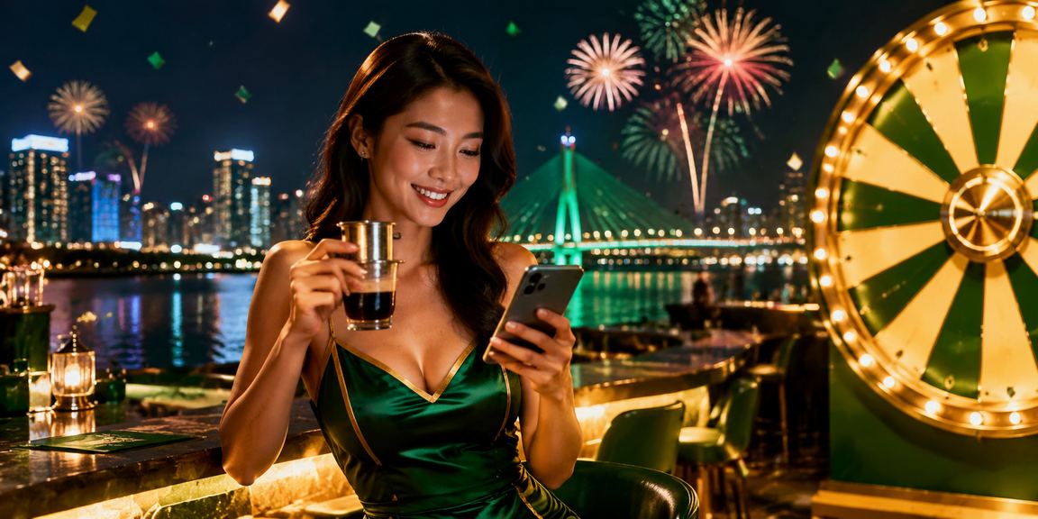 Bàn roulette trực tuyến được truy cập trên điện thoại tại một quán cà phê Đà Nẵng