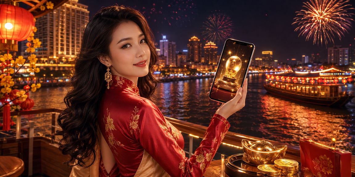 Người dùng vùng Mekong sử dụng điện thoại chơi casino trực tuyến với trang phục áo dài truyền thống