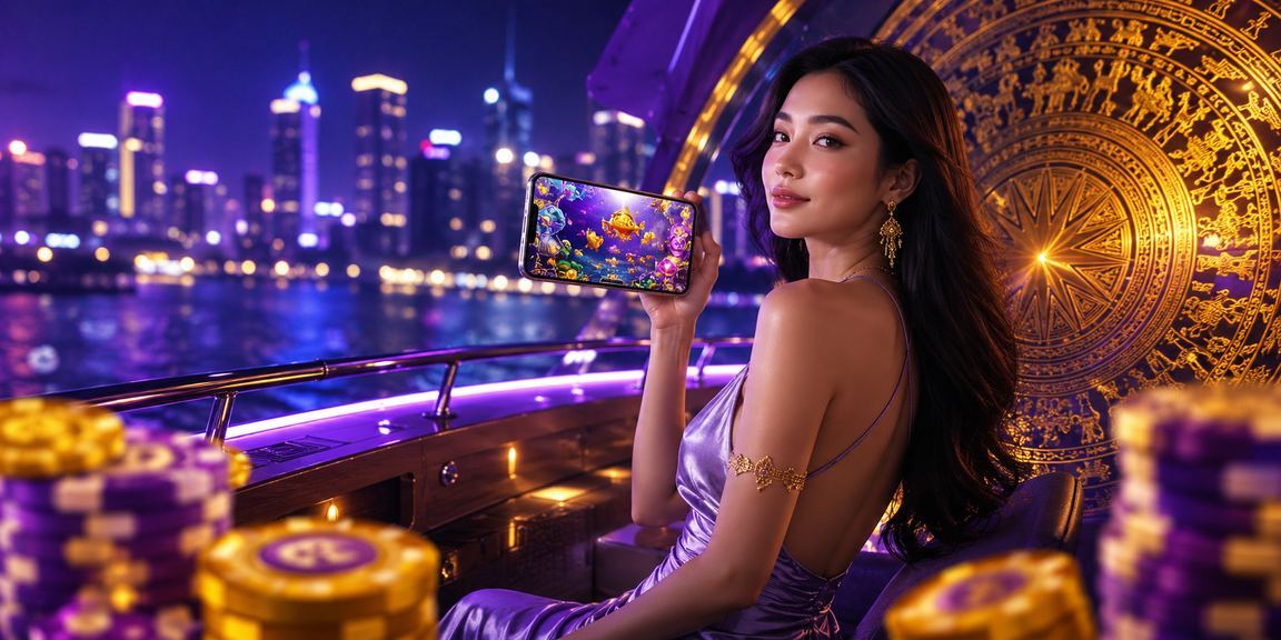 Cảnh biển Nha Trang với người chơi game bắn cá trực tuyến trên điện thoại thư giãn bên bờ biển